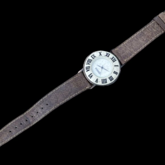 Rare Vintage Fossil Wrist Watch Brown Leather Band Analog - Picture 3 of 11